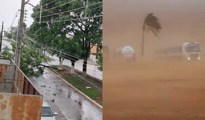 Imagem da notícia Tempestade de poeira e vento forte provocam quedas de energia e destelhamentos em Chapadão do Sul e Paraíso das Águas
